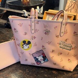Coach Pink Floral Minnie Mouse Tote